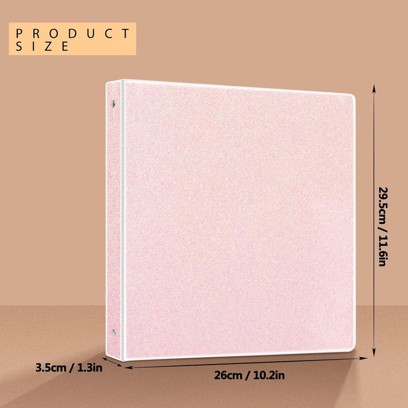 Nature Touch Glitter 1 Inch Binder Organizer (10.5'' x 11.5'') - Waterproof Durable View Binder, Holds 8.5'' x 11'' Letter Size 300 Pages, Pale Pink - Image 2
